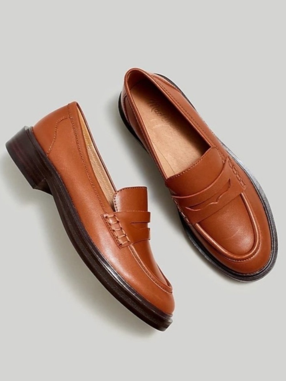 Madewell Chestnut Brown Leather Penny Loafers